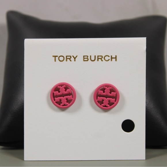 Tory Burch Pink Round Logo Earrings - Picture 3 of 3